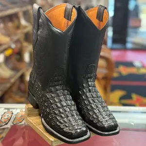 Alligator Print Boots Square Toe