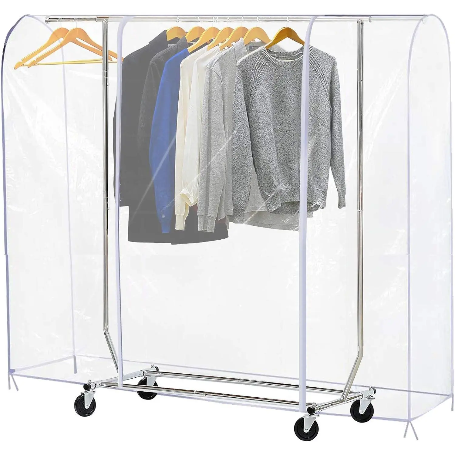 Clear Garment Rack Cover  Clothes Rack Cover with 2 Durable Zipper/Clothing  Protector (L:71x20x60 inch)