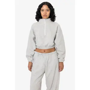CF396 - Cotton Fleece Half Zip Cropped Pullover