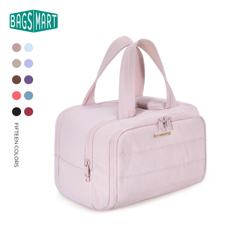 BAGSMART Crush 4-in-1 Puffy Multi-Functional Travel Toiletry Bag for Women Large Capacity Organizer with Handle for Accessories Essentials Toiletries Makeup Organizer Storage Bag Brush Pouch Travel Essentials sohochic tiktokshopstockup