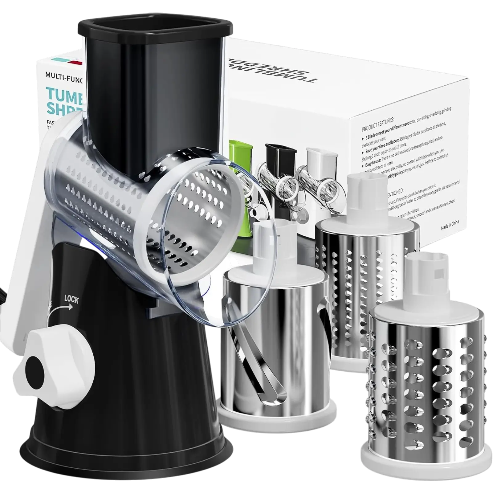 3-Blade Interchangeable Kitchen Cheese Shredder & Vegetable Slicer, Multi-Function Kitchen Utensil for Cheese Grating & Vegetable Cutting