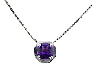 Octagonal Amethyst Pendant Necklace in Sterling Silver