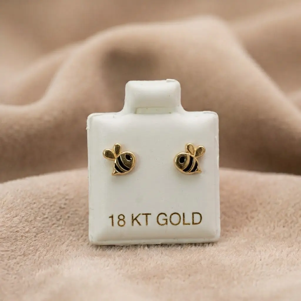Yellow Gold Bumblebee Stud Earrings