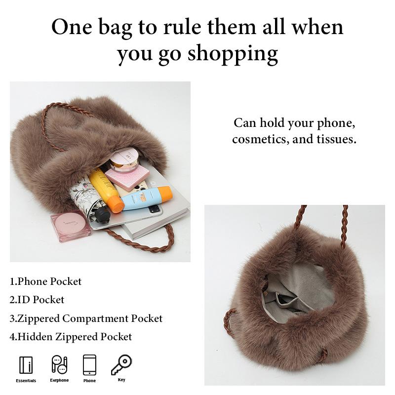 Gentle textured plush handbag, trendy and fashionable velvet tote bag, crossbody tote bag,casual and versatile shoulder bag,simple solid color niche design shoulder commuter bag, suitable for daily matching,commuting and other scenarios.