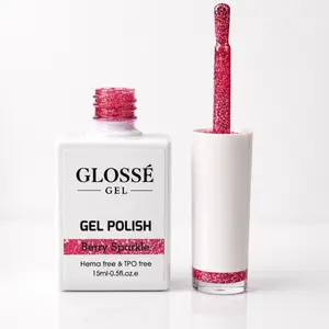 Glossé Gel Berry Sparkle 15ml - Vibrant Pink Glitter Finish for Stunning Nails with Fine Shimmer & High Shine