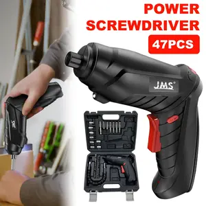 Compact 3.6V Rechargeable Screwdriver – 3.5Nm 1.8Ah Lithium Ion, 47pcs Accessories & LED Light Black for Home DIY