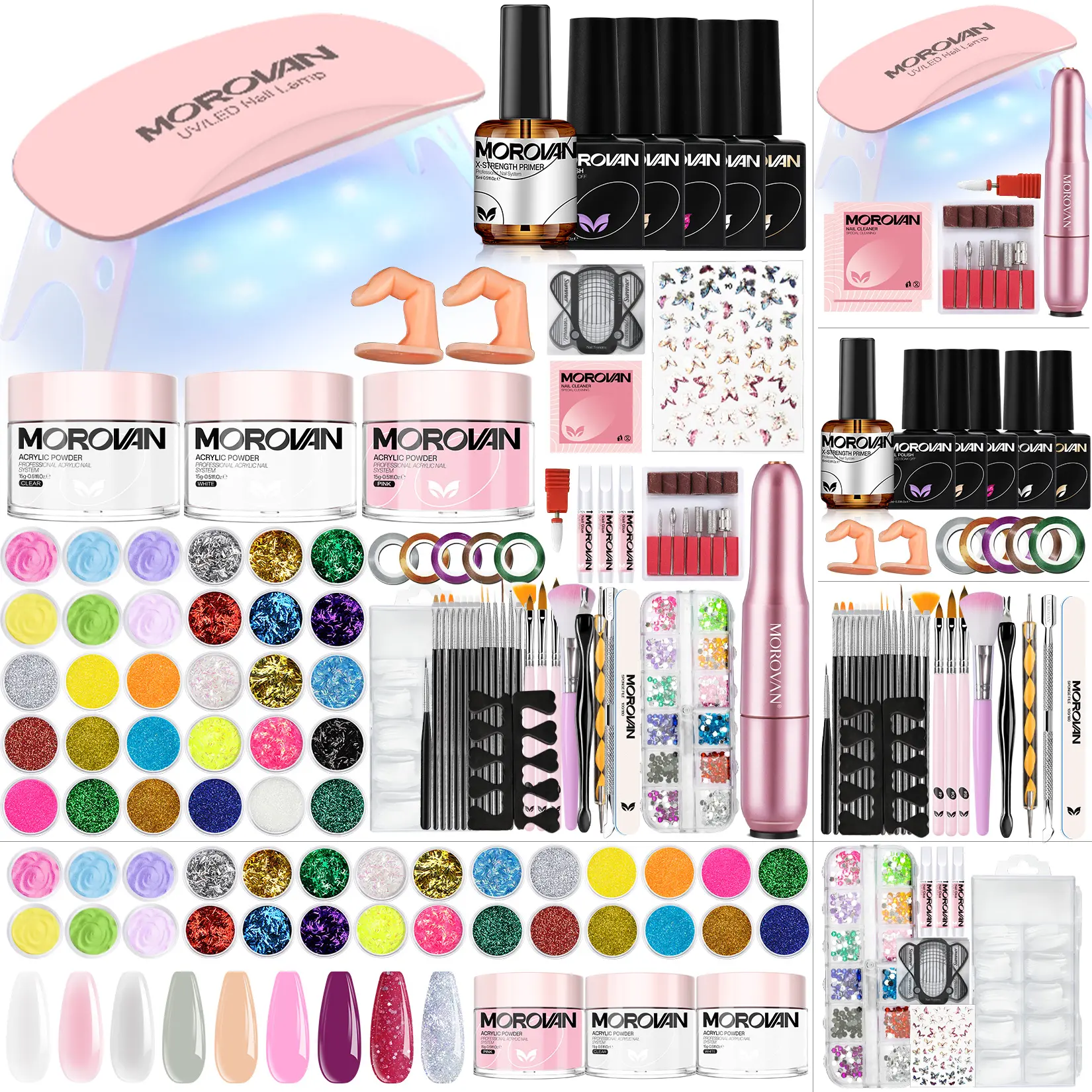 【Fall Deals】Morovan Whimsy Acrylic Nail Kit with Drill - Whimsy Series Acrylic Nail Kit with Everything for Beginners Glitter Acrylic Powder for Nail Extension DIY Complete Starter Set