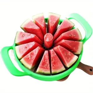 Easy-Grip Stainless Steel Manual Fruit Vegetable Slicer - Large Cutter for Perfect Watermelon, Cantaloupe Slices, Ideal Kitchen Gadget for Home, Restaurant Use