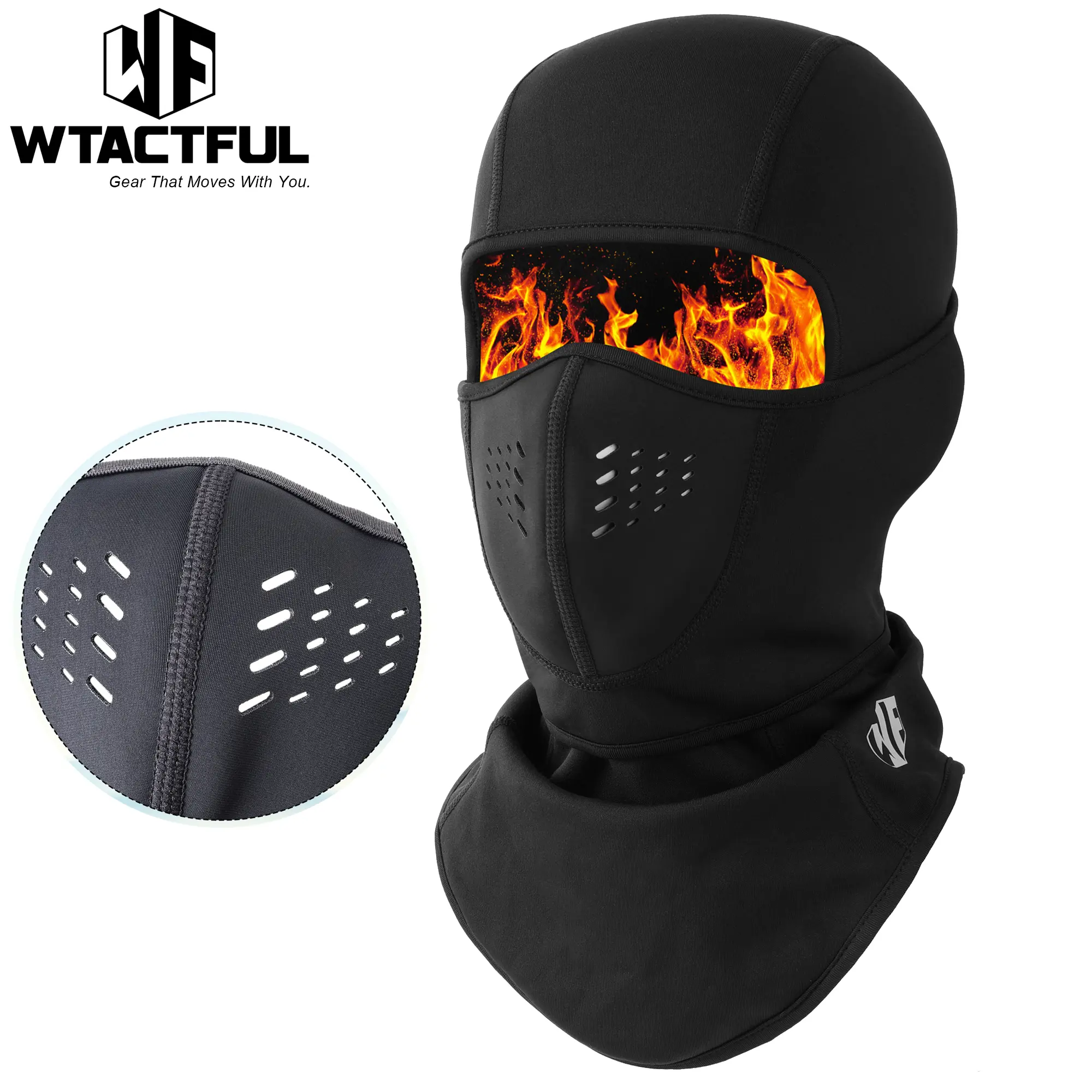 WTACTFUL 1-2 Pack Windproof Balaclava for Adults, Thermal Wind-Resistant Fleece Winter Face Cover with Movable Cover, for Skiing Snowboarding Motorcycle Outdoor Work, Black
