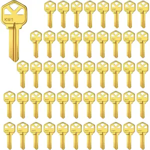 WAH YUE HING KW1 Brass Uncut Key Blanks, 50-Pack Durable Customizable Hardware for Locksmiths, Key Blanks Compatible with Locks