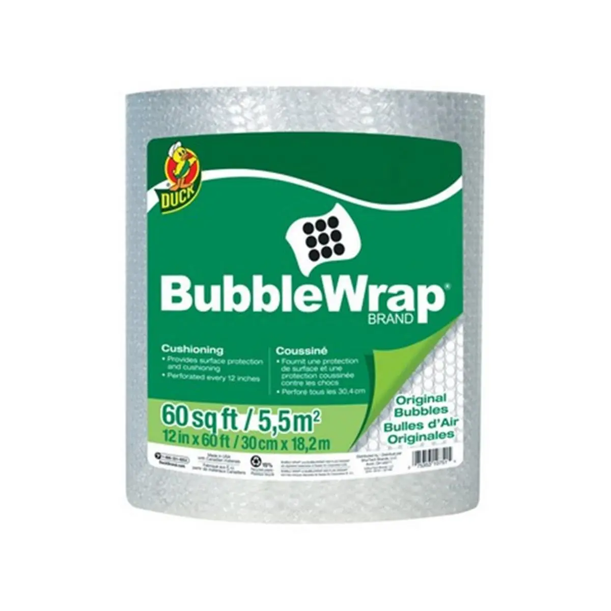 Duck 1061835 Airtight Seal Bubble Wrap Wrapping Material, 12x60 ft Office Stationery Supplies for Office & Postal Packaging, Stationery Office Supplies