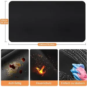 Fireproof BBQ Grill Mat 70x40 Inch, Heat Resistant Underlay Protects Deck Patio Lawn from Grease & Sparks, Waterproof Easy Clean Foldable Mat for Backyard Camping