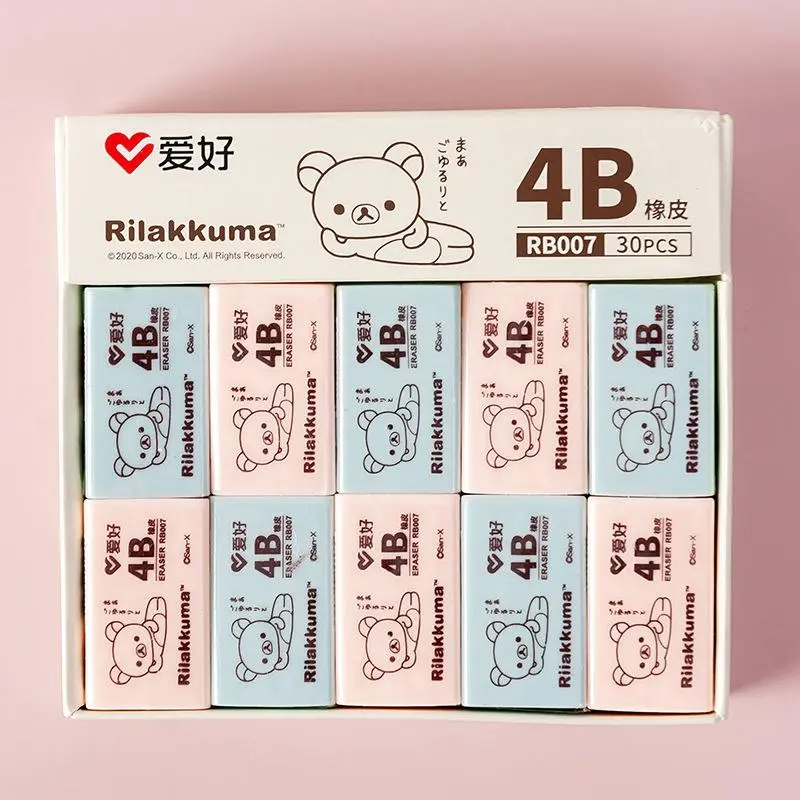 6 pcs/lot Cute Cartoon Rilakkuma 4B Rubber Eraser Japanese Eraser Kawaii Stationery for School Office Supplies Stationery
