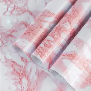 Marble Effect Self-Adhesive Wallpaper Roll, PVC Material Wall Covering for Home Decor & Furniture, Durable Waterproof Design