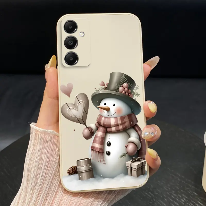 Snowman's Hearty Charm Pattern Case suitable for SamsungGalaxy A14 A13 A12 A11 A10 A07 A06 A05 A05s A04 A04s A04e A03 A03s A02 A02s 4G 5G  Silicone Anti-Drop Ultra Mobile Phone Thin Back Cover Giving gifts to family and friends