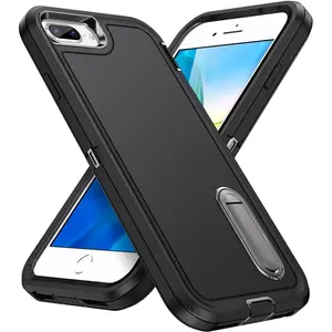 iPhone 8 Plus Case - Heavy Duty Protection Shockproof Anti-Scratch Slim Fit Protective Sturdy Hard Cover with Build-in Kickstand - Casing