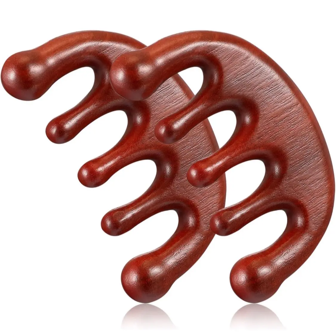 2Pcs Gua Sha Combs Natural Sandalwood Wide Tooth Ayurvedic Scraping Scalp Massager Comb Head Massager Body, Head, Neck,Hands Legs Permotes Hair growth anti dandruff anti static prevents hair fall for Women Men Gift Body Care Kit