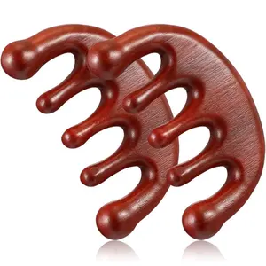 2 Pack Sandalwood Wooden Scalp Hair Massage Comb Head Oil Massager Hair Care Relaxation Therapy Tool Gua Sha