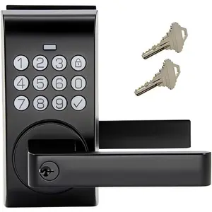 Keypad Door Lock with Handle, Keyless Entry Digital  Lock for Front/Interior Door with Anti-Peeping, Auto Lock & Passage Mode - Easy Installation