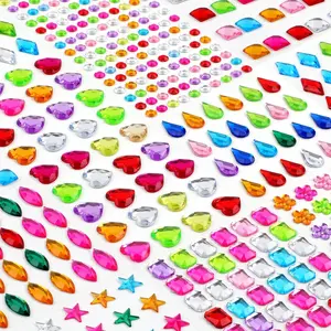 407pcs Gem Stickers Crafts for Kids, Self Adhesive Jewel Stickers, Acrylic Bling Stick on Gems, Big Rhinestone Stickers for Crafts, Muticolor Gemstone Sticky Gems for Crafting Decorating DIY