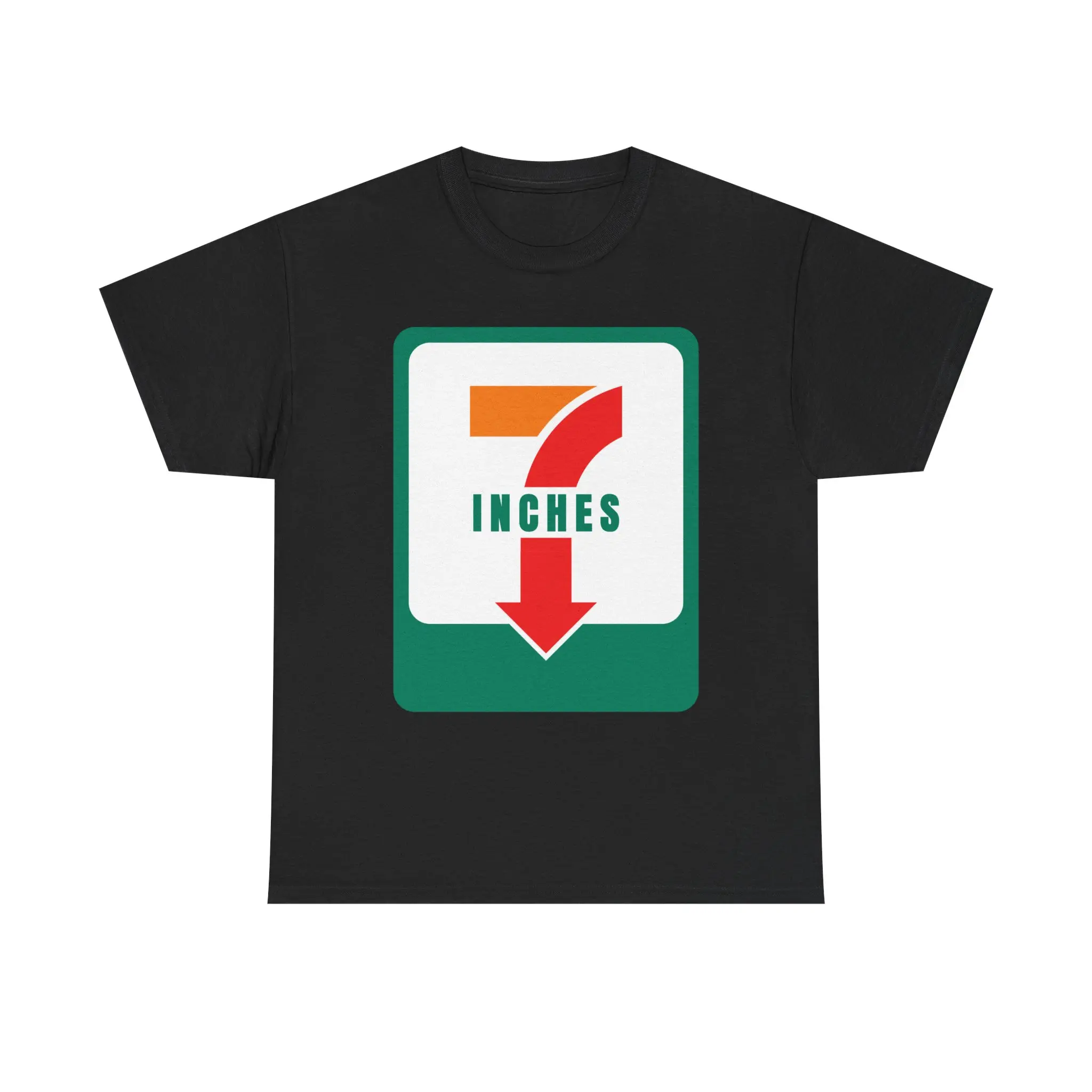 7 Inches Funny Graphic T-Shirt - Subtle Adult Joke Parody Tee, Minimalist Humor Shirt, Unisex Fit
