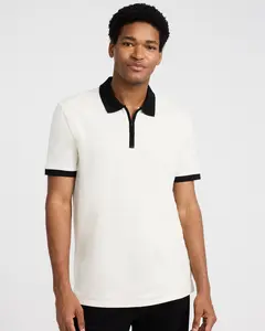 Express Contrast Tipped Luxe Pique Zip Polo