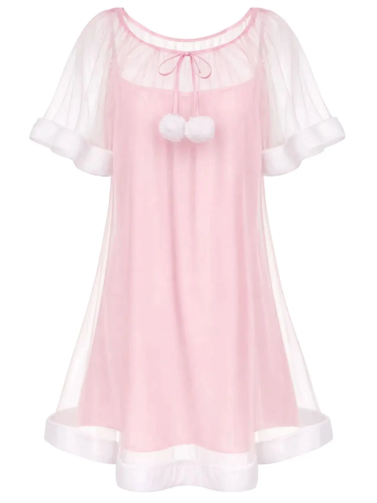 princess night dress Sweet Womens Princess Nightdress Nightgowns Mesh Sleepwear Long Sleeve Dress