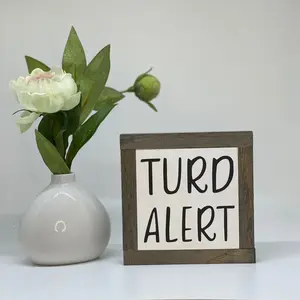 Turd Alert sign, Bathroom decor, Bathroom sign, boys bathroom, half bath decor, kids bathroom, small wood sign Housewarming Modern Sturdy Bedroom Wooden