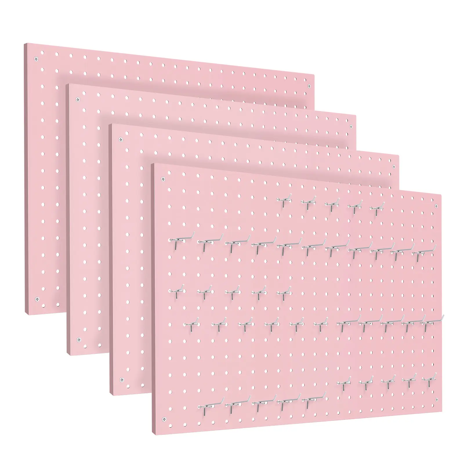 Peg Board, 2/3/4 Pack Metal Pegboard Panels Pink Pegboards Wall Organizer with Frame Large Heavy Duty Peg Board with Hooks for Walls Home, Garage Tool Storage, Office, Craft Room, Kitchen 24”×16”