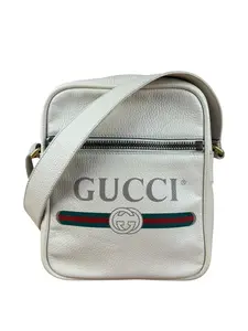 Pre-owned leather Messenger Bags Gucci White Grained Messenger Bag