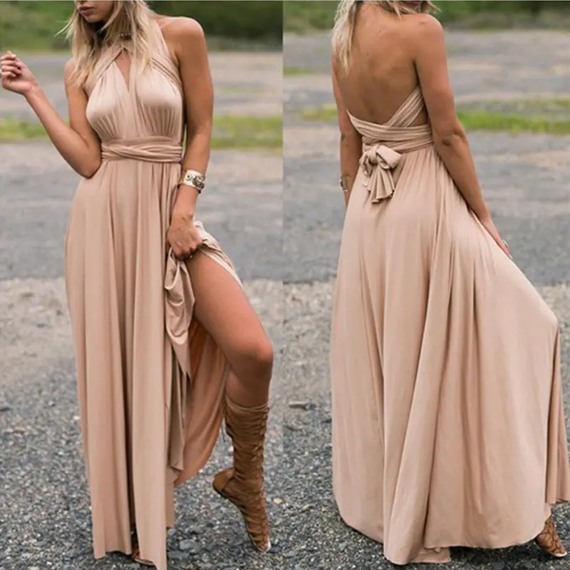 Multi-Way Wear, Multi-Strap Cross-Back Sexy Bandage Dress, Long Gown Adjustable Cocktail