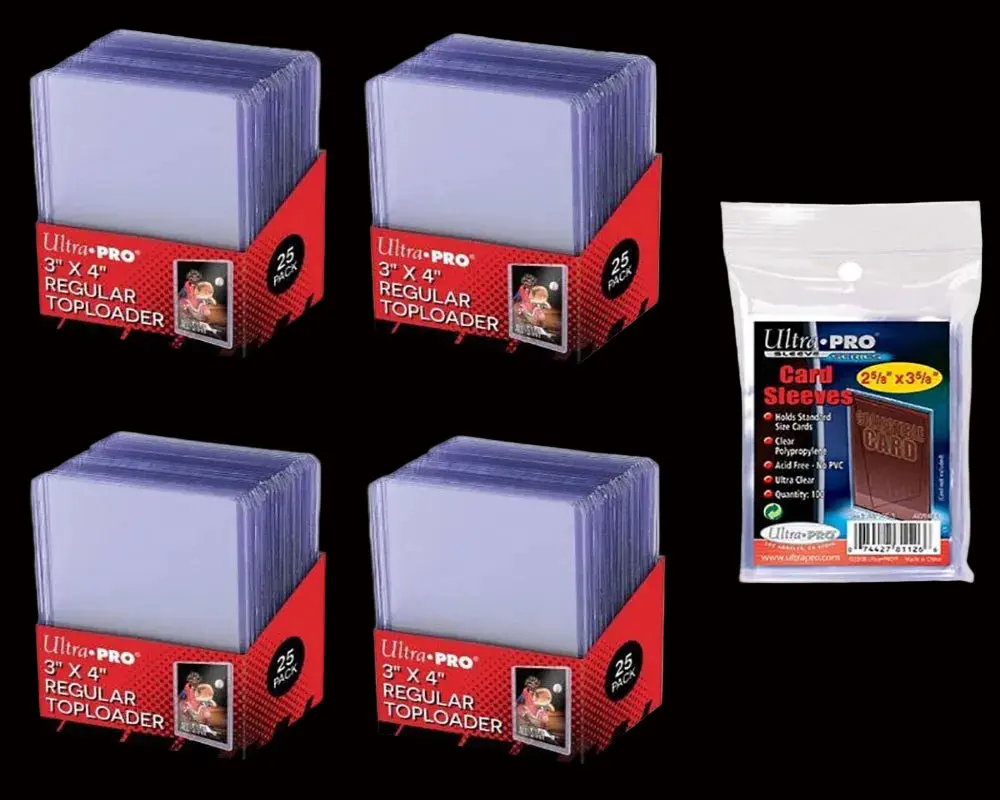 Ultra PRO Regular 100 Count 3X4 Toploaders Top Loaders + 100 Soft Sleeves