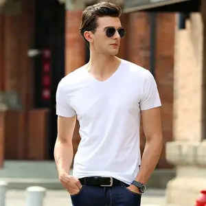 Kyn Apparel 2026 Men's Thin Short Sleeve Ice Silk Without Summer Solid Color T shirt Trace Slim V-neck Bottoming Seamless short sleeve