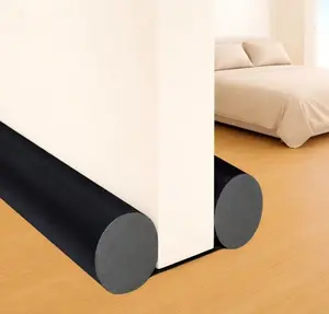 Door Bottom Draft Stopper, 37.8 Inch (96cm) Black Door Seal Strip, Weatherproof Windproof Noise Blocker for Under Door Gap, Home Essentials for Energy Saving