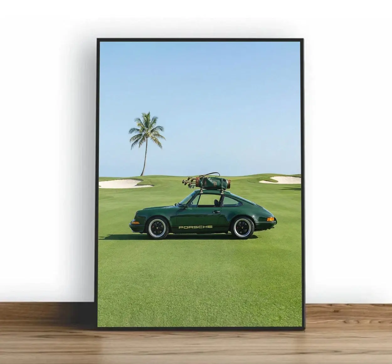 Vintage Sports Car Poster, Luxury Golf Course Decor - No Frame
