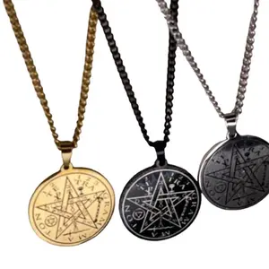 Tetragrammaton Pentagram Combination Pendant Necklace