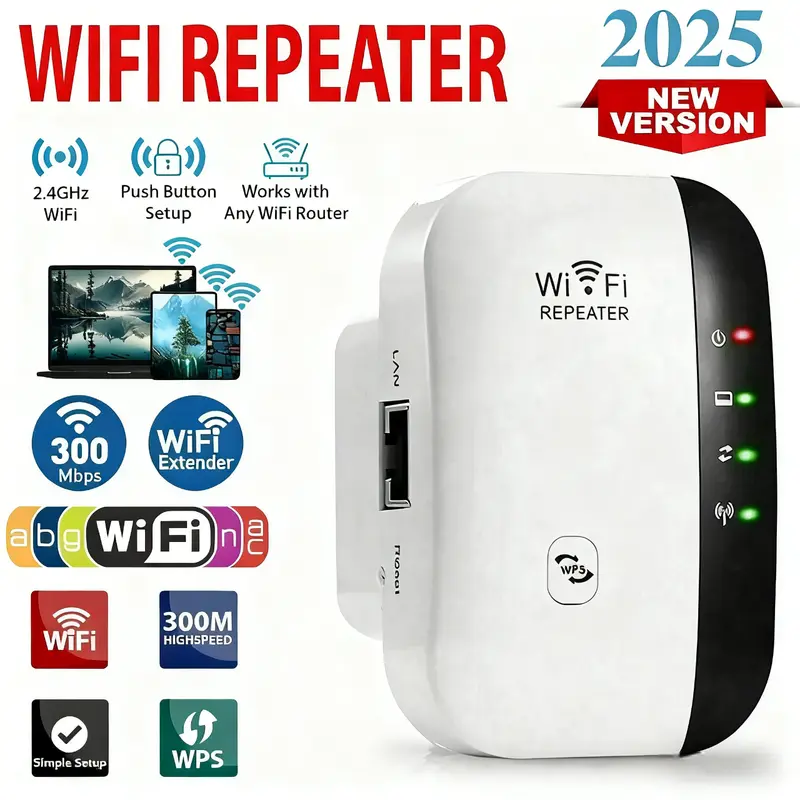 WiFi Extender, WiFi Extenders Signal Booster for Home Up to 5000 sq.ft and 50 Devices, WiFi Range Extender, Wireless Repeater, Long Range Amplifier with Ethernet Port, 1-Tap Setup, Alexa Compatible