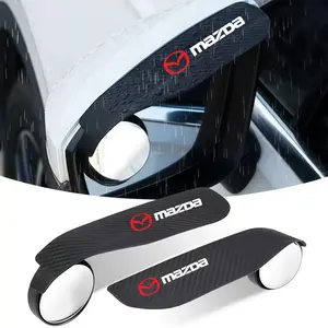 2-Pack Car Rearview Mirror Waterproof Rainproof Clip-On Extended Small Round Mirror Integrated Rain Cover for Mazda All Models