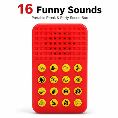 16-Button Sound Effects Machine, Handheld Prank Noise Maker with 16 Funny Sounds, Portable Soundboard Toy for Kids, Teens & Adults, Birthday Party Favor & Gag Gift