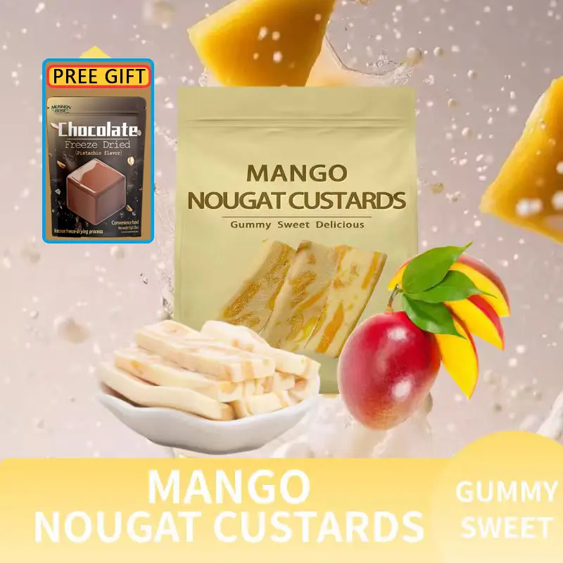 Mango & Strawberry Fruit MilkCandy 100g/Bag 2025 Halloween Gift Candy, Soft Chewy Nougat, High-Protein, No Preservatives, Healthy Snack