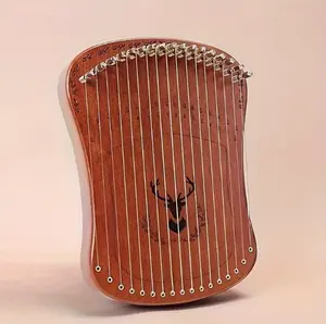 17 Tones Strings Harp Lyre Portable Fingerplay Stringed Mahogany Harp Organ Musical Beginner Instrument With Tuning Lever Picks