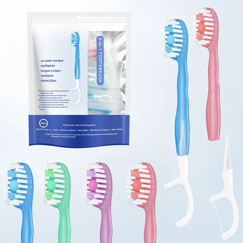 1 pack of 26 disposable mini Soft Bristles toothbrushes, Teeth Brushes, travel pack, portable with toothpaste, water-free, rinse-free toothbrush, toothpick, multi-effect, fresh mouth
