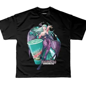 Darkstalkers Morrigan Graphic T-Shirt, Succubus Morrigan Aensland With Taco Bell Mountain Dew Baja Blast Cup Graphic, Unisex Streetwear Tee For Gaming Fans, Cult Classic Urban Outfit
