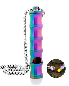 PJYTAC Titanium Pill Holder Necklace Emergency Whistle Mini EDC Pill Container Pendant for Holding Small Things