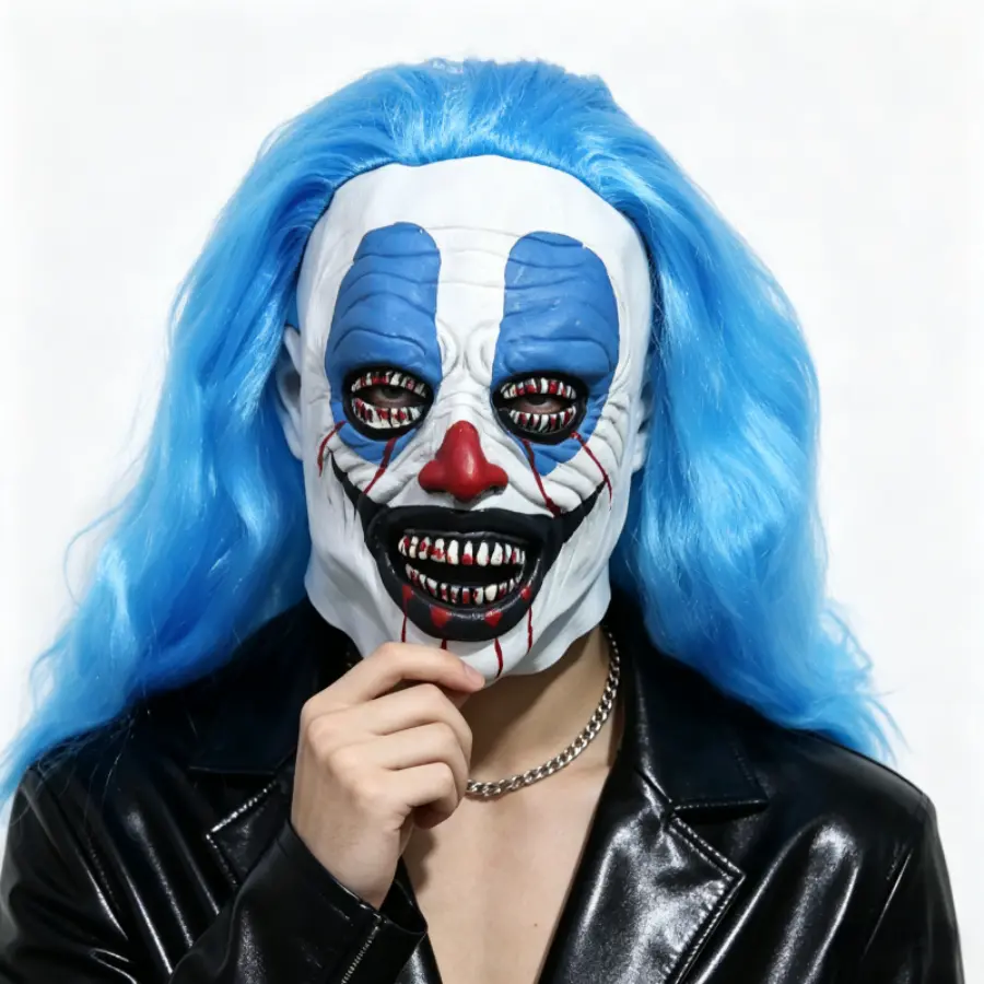 Scary Evil Thriller Full Face Photorealism Adult Clown Mask - Masquerade, Halloween Laughing Killer Joker Costume Prop, Adults