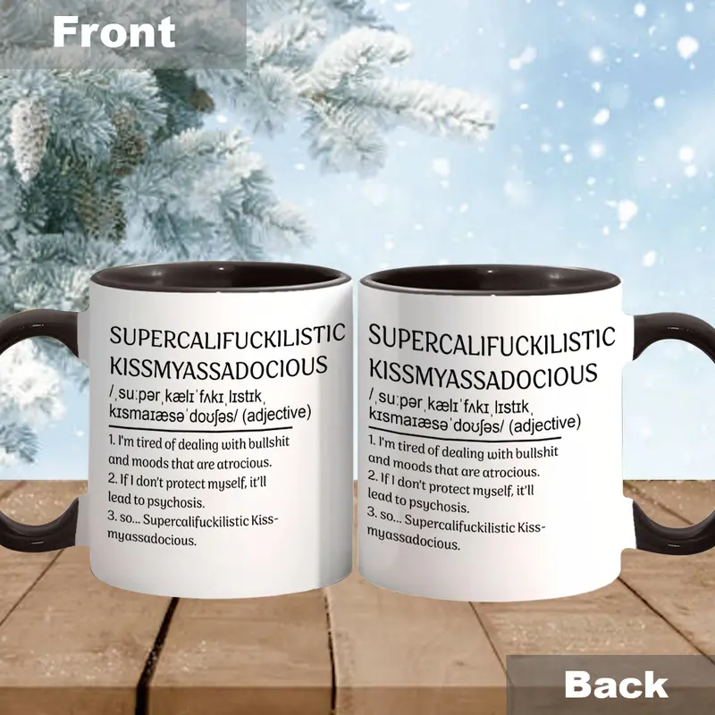 Stylish Washable Funny Printed Ceramic Coffee Mug, Beverage Cup Gift For Coworkers, Christmas Gift - scs15557
