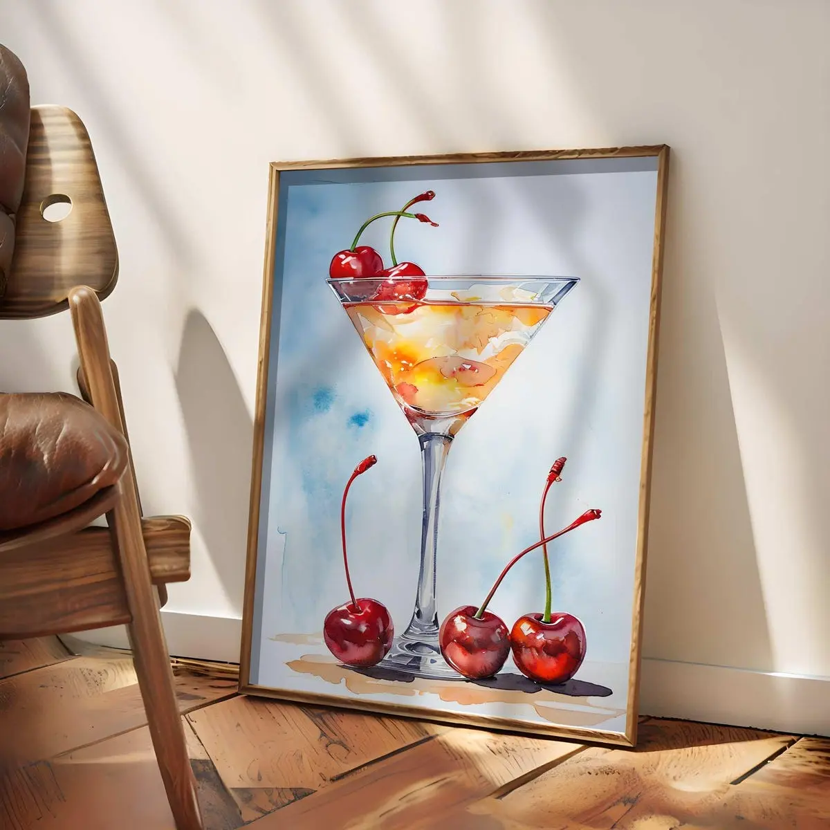 Cherry Martini Print: Retro Cocktail Bar Wall Art, Home Decor, Unframed