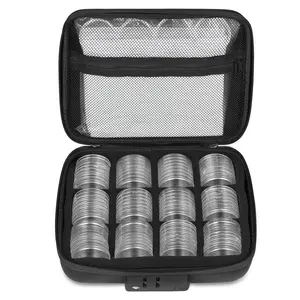 46mm Coin Holders for Collectors, Coin Storage Case with Lock,100 Pieces Coin Capsule and 11 Size Gasket, Coin Collection Supplies For Dime,Cent,Nickel,Quarter,Silver Dollar,Half Dollar