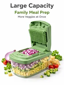 XL Vegetable Chopper with Container, All-in-1 Mandoline Slicer, Multifunctional Food Chopper, Onion Cutter & Cheese Grater