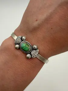Native Sonoran Gold Turquoise Sterling Silver Cuff Bracelet